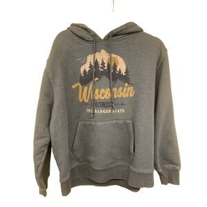 STATE OF MINE Unisex Hoodie Sweatshirt Artsy Forest Green Wisconsin XL